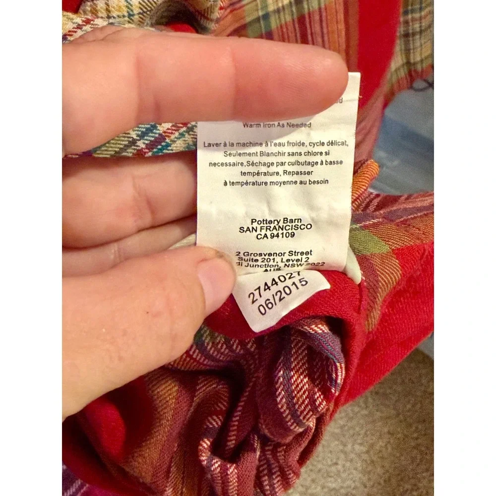 Pottery Barn King Cal King Duvet Cover Red Blake Plaid & 3 Pillowcases Sham